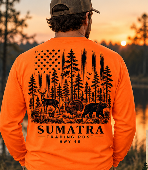 SUMATRA Trading Post Safety Orange Long Sleeve Tee