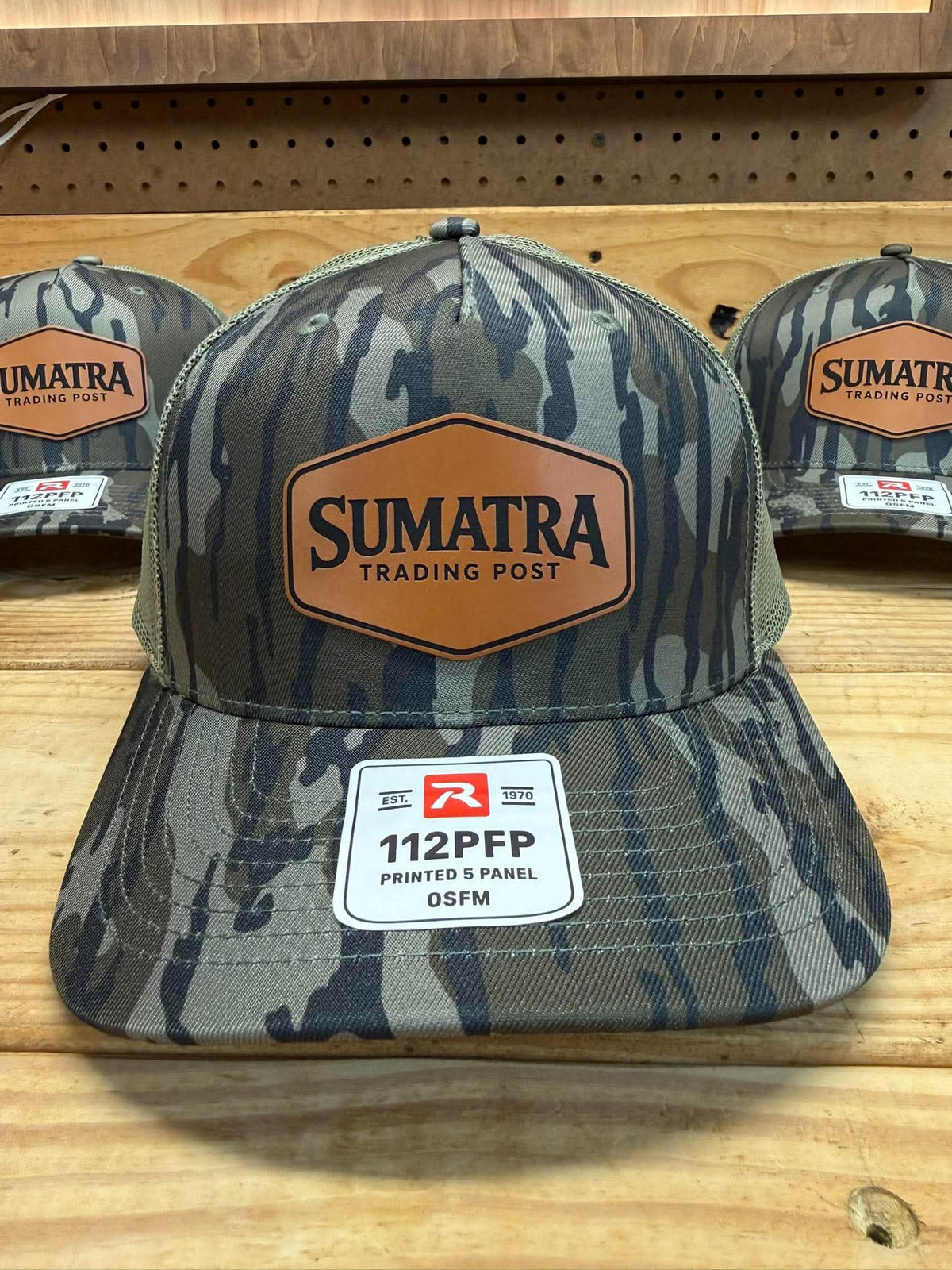 SUMATRA Bottomland Camo Leather Patch Trucker Hat