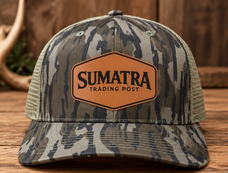 SUMATRA Bottomland Camo Leather Patch Trucker Hat